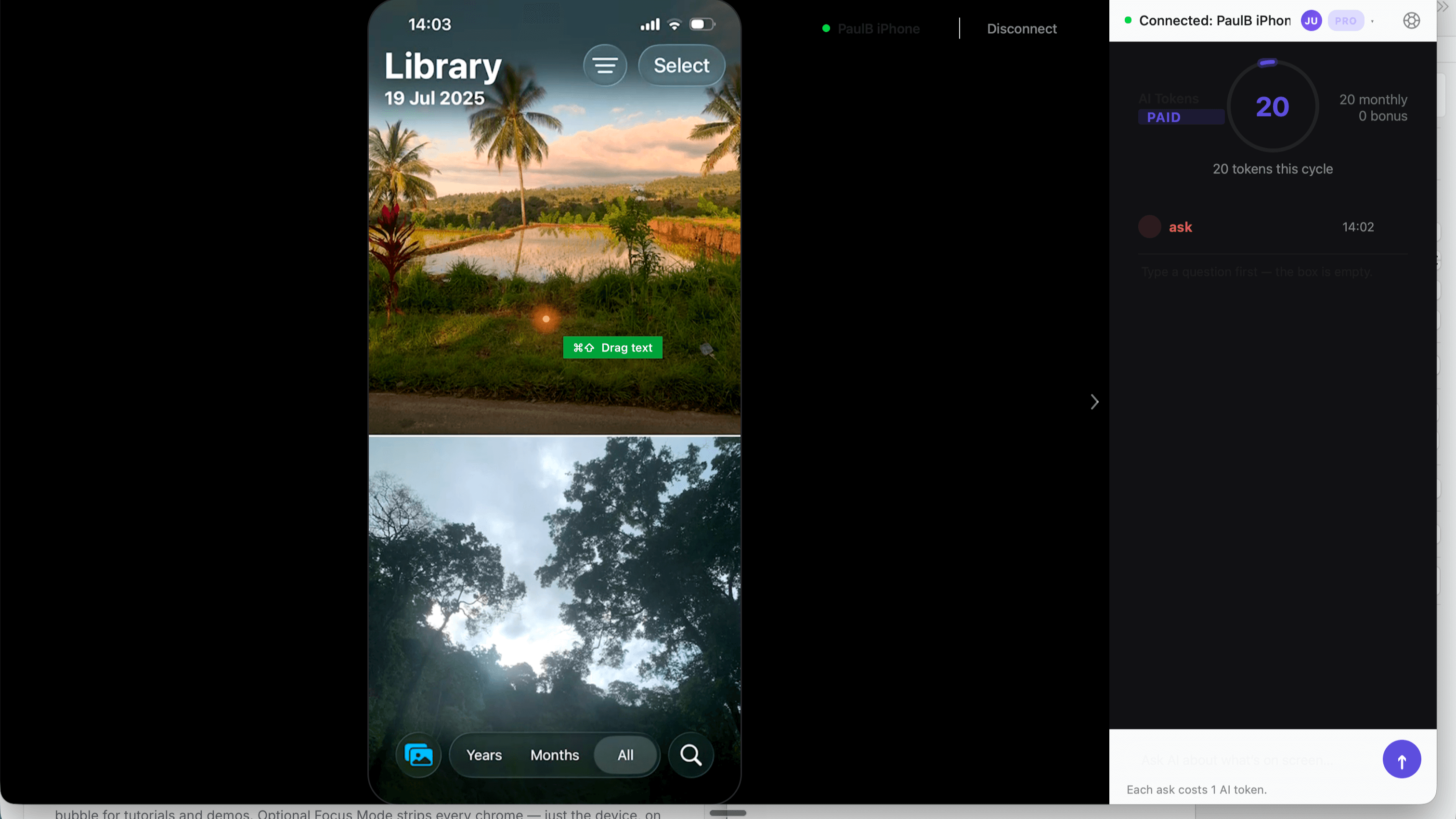 AI Screen Analysis — Read any screen in plain English.